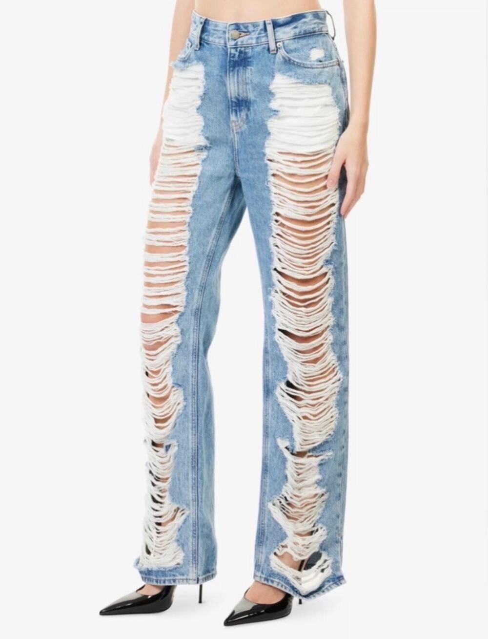 NWOT Good American The Khloe Jean 4 27 Indigo 1092 Distressed Straight High Rise